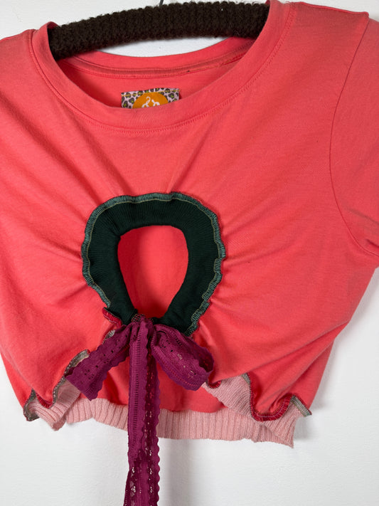 "CORAL" Peek-a-Bow Tee
